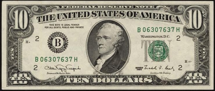 USA / United States P.486 10 Dollars 1990 (1) 