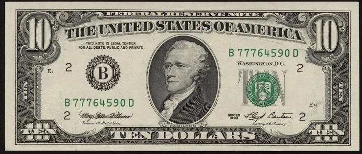 USA / United States P.492 10 Dollars 1993 (1) 