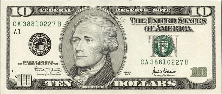 USA / United States P.511 10 Dollars 2001 (1) 