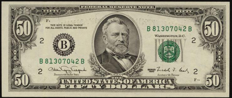 USA / United States P.488 50 Dollars 1990 (1) 