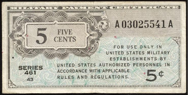 USA / United States P.M01 5 Cents (1946) Serie 461 (3) 