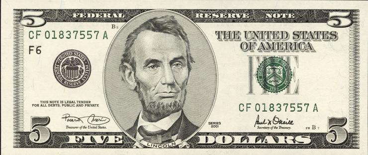 USA / United States P.510 5 Dollars 2001 (1) 