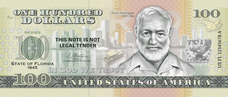 USA State Dollar - 100 Dollars (2022) Florida - Ernest Hemingway (1) 