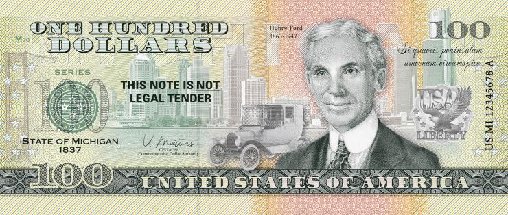 USA State Dollar - 100 Dollars (2022) Michigan - Henry Ford (1) 