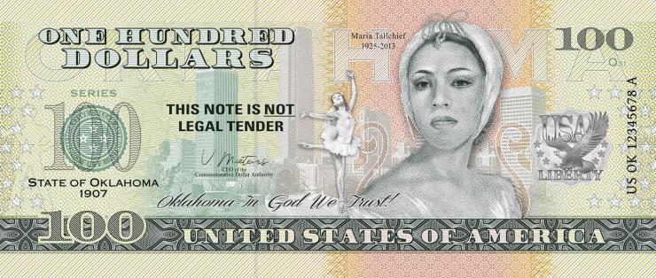 USA State Dollar - 100 Dollars (2022) Oklahoma -  Maria Tallchief (1) 