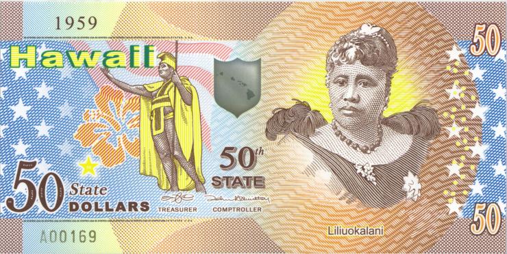 USA / United States 50 $ Privatausgabe - Bundesstaat Hawaii (50th state) (1) 