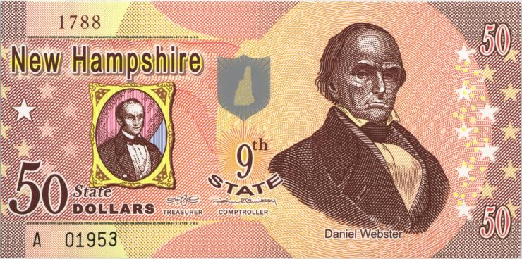 USA / United States 50 $ Privatausgabe - Bundesstaat New Hampshire (9th state) (1) 