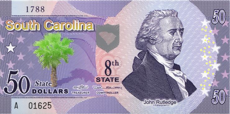 USA / United States 50 $ Privatausgabe - Bundesstaat South Carolina (8th State) (1) 