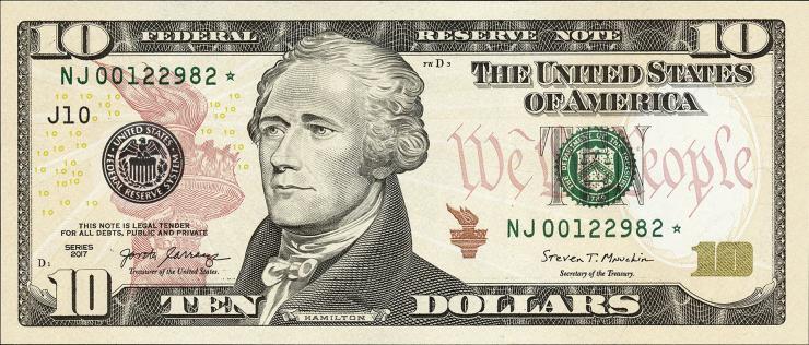 USA / United States P.545Br 10 Dollars 2017 * Ersatznote (1) 