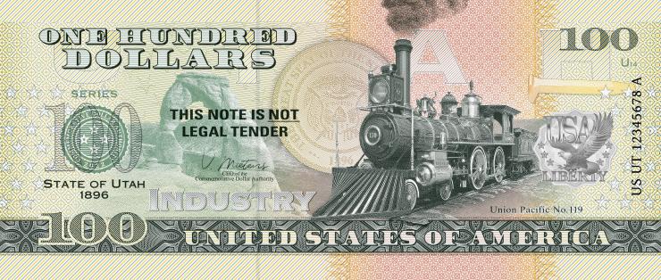 USA State Dollar - 100 Dollars (2022) Utah - The last spike (1) 