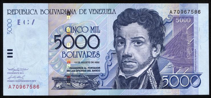 Venezuela P.084b 5000 Bolivares 2002 (1) 