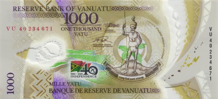 Vanuatu P.21 1000 Vatu 2020 Polymer Gedenkbanknote (1) 