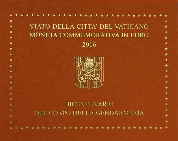 Vatikan 2 Euro 2016 200 Jahre Vatikanisches Gendarmeriecorps 