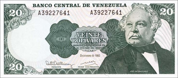 Venezuela P.063d 20 Bolivares 1992 (1) 