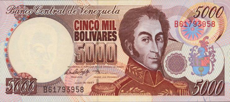 Venezuela P.078a 5000 Bolivares 1997 (1) 