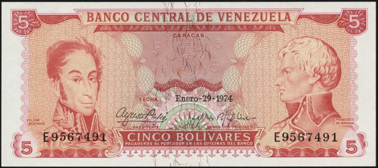 Venezuela P.050h 5 Bolivares 1974 (1) 
