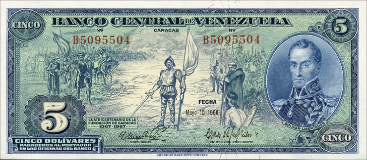 Venezuela P.049 5 Bolivares 1966 Gedenkbanknote (1) 
