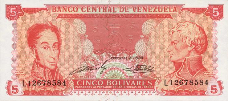 Venezuela P.070b 5 Bolivares 1989 (1) 