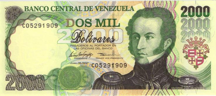 Venezuela P.077a 2000 Bolivares 1997 (1) 