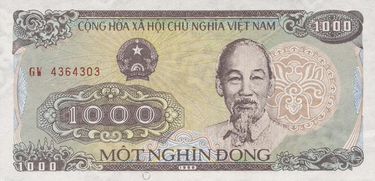 Vietnam / Viet Nam P.106a 1000 Dong 1988 (1) 
