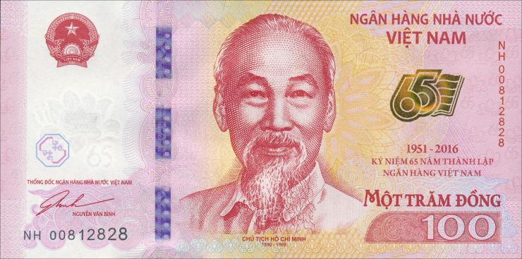 Vietnam / Viet Nam P.125 100 Dong 2016 Gedenkbanknote (1) 