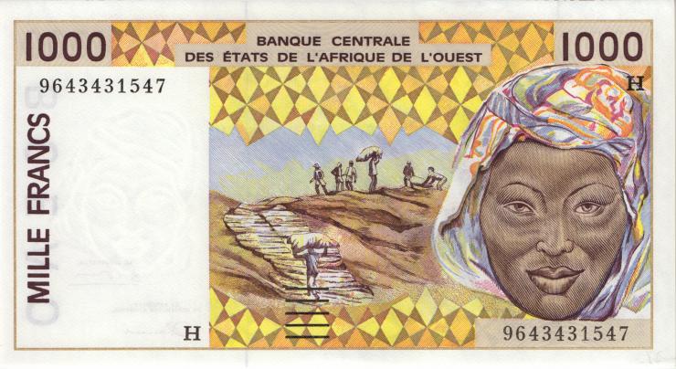 West-Afr.Staaten/West African States P.611Hf 1000 Francs 1996 (1) 