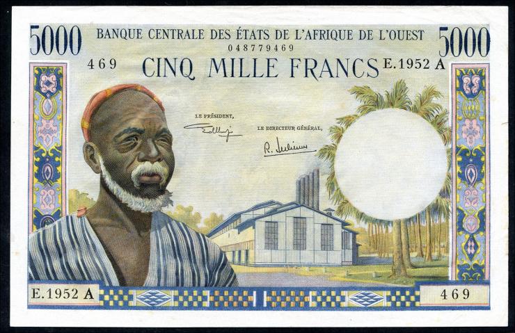 Franz. Westafrika / French West Africa P.104Ae 5000 Francs (1961-65) Elfenbeinküste (1-) 