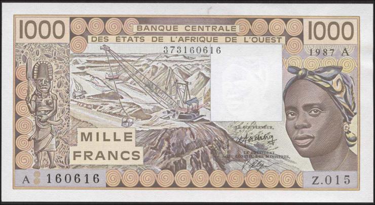 West-Afr.Staaten/West African States P.107Ah 1000 Francs 1987 (1) 