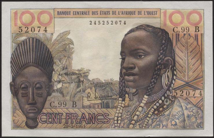 West-Afr.Staaten/West African States P.201Ba 100 Francs 1961 (1) 