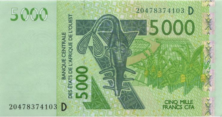 West-Afr.Staaten/West African States P.417Dt 5.000 Francs 2020 (1) 