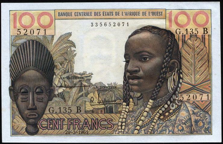 West-Afr.Staaten/West African States P.201Bb 100 Francs 1961 (1) 
