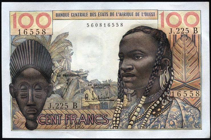 West-Afr.Staaten/West African States P.201Be 100 Francs 1965 (2) 
