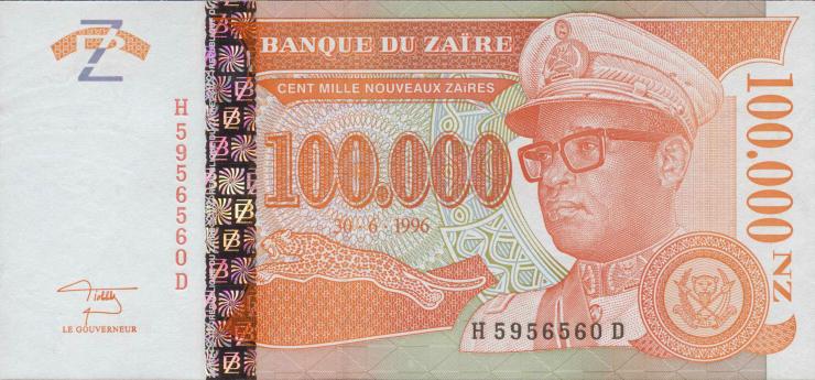 Zaire P.77 100.000 Nouveau Zaires 1996 (1) 