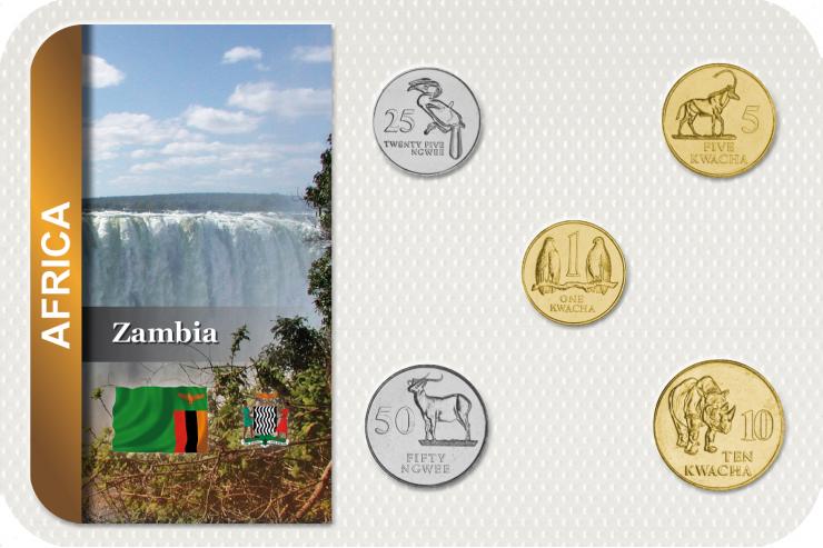 Kursmünzensatz Sambia / Coin Set Zambia 