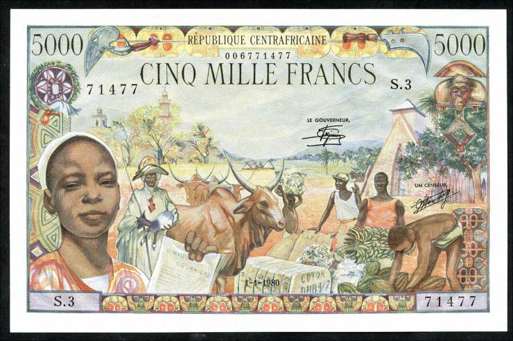 Zentralafrikanische Republik / Central African Republic P.011 5000 Francs 1980 (1) 