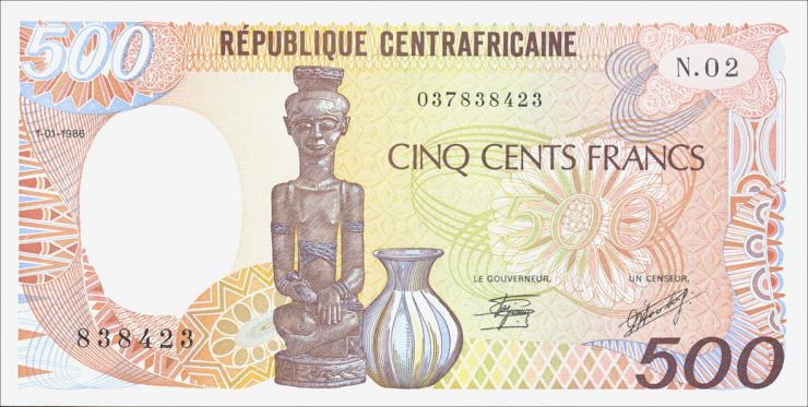 Zentralafrikanische Republik / Central African Republic P.014b 500 Fr. 1986 (1) 