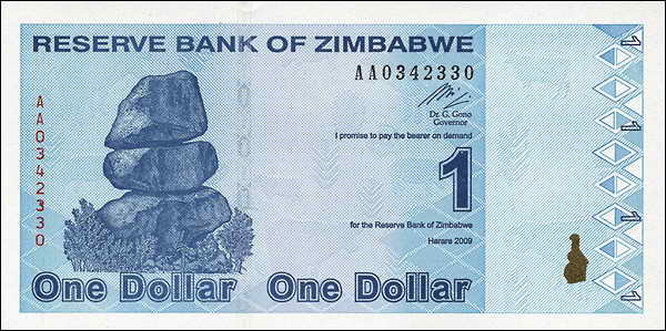 Zimbabwe P.092 1 Dollar 2009 (1) 