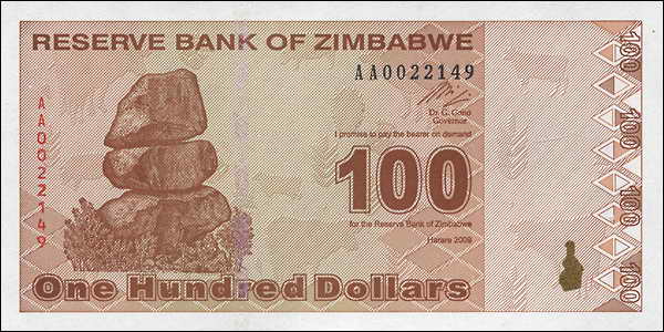 Zimbabwe P.097 100 Dollars 2009 (1) 