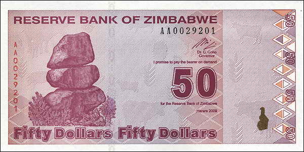 Zimbabwe P.096 50 Dollars 2009 (1) 