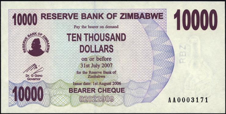 Zimbabwe P.046a 10000 Dollar 2006 (1) 