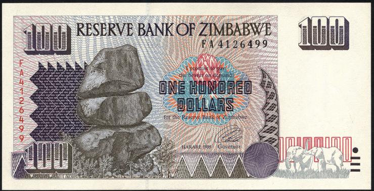 Zimbabwe P.009 100 Dollars 1995 (1) 