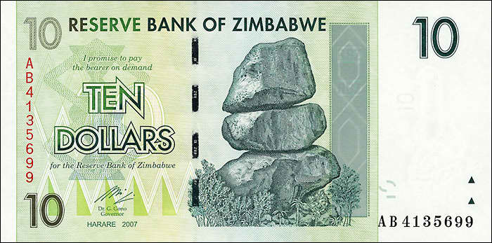 Zimbabwe P.067 10 Dollars 2007 (1) 
