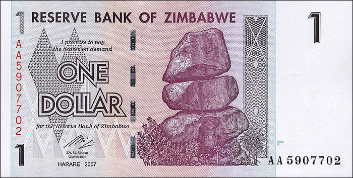 Zimbabwe P.065 1 Dollar 2007 (1) 