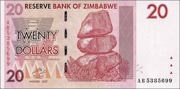 Zimbabwe P.068 20 Dollars 2007 (1) 