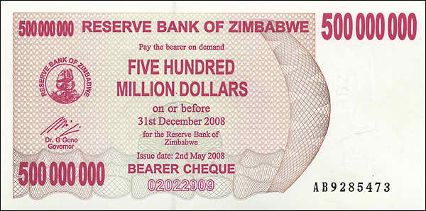 Zimbabwe P.060 500.000.000 Dollars 2008 (1) 