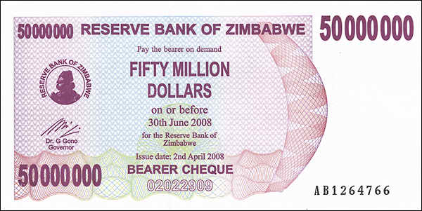 Zimbabwe P.057 50.000.000 Dollars 2008 (1) 