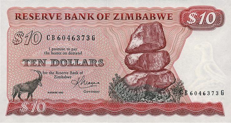 Zimbabwe P.003d 10 Dollars 1983 (1) 