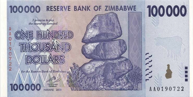 Zimbabwe P.075 100.000 Dollars 2008 (1) 