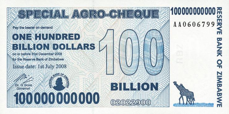 Zimbabwe P.064 100 Billion Dollars 2008 (1) 