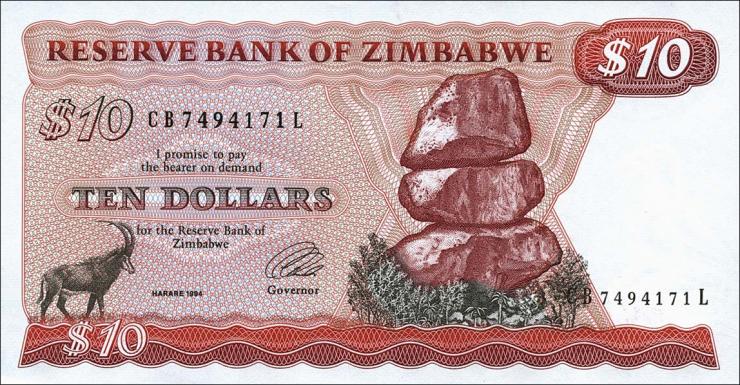 Zimbabwe P.003e 10 Dollars 1994 (1) 